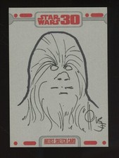 Topps 2007 Star Wars 30th Anniversary Sketch Card CHEWBACCA RYAN WATERHOUSE 1/1