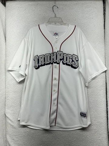 Lehigh Valley Iron Pigs Jersey Adult 3X 3XL White Majestic Phillies Made USA A Cover