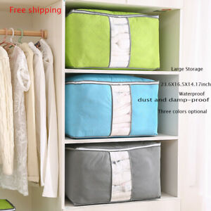 Large Foldable Non-woven Clothes Quilt Blanket Zipper Storage Bag Organizer Box