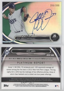 2013 Bowman Platinum Prospects Green Refractor /399 Jeff Ames #BPAP-JAM Auto