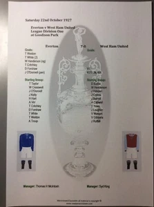 1927-28 Everton v West Ham United Division 1 matchsheet - Picture 1 of 1
