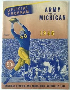 Programma Calcio 1946 Esercito vs Michigan College + Biglietto - Foto 1 di 6