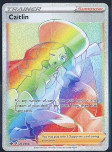 2021 Caitlin Secret 213/198 Swsh06 Sword & Shield Chilling Reign Holo Pokemon NM - Picture 1 of 2