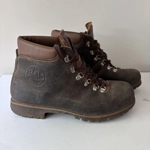 Vintage PMS Conti Boots Mountaineering Lace Up Brown Mens 7.5 Womens 9 Leather - Picture 1 of 18