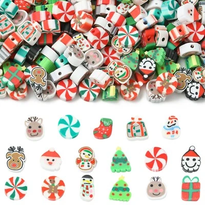 200 cuentas de arcilla polimérica navideña, cuentas espaciadoras Heishi mixtas para mujer hágalo usted mismo Foto 1 de 4
