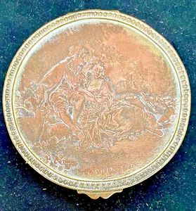 SCHÖNE VINTAGE FRANZÖSISCHE SCHMUCKSCHATULLE AUS GEÄTZTER BRONZE, "LE PRINTEMPS" um 1900 g - Bild 1 von 9