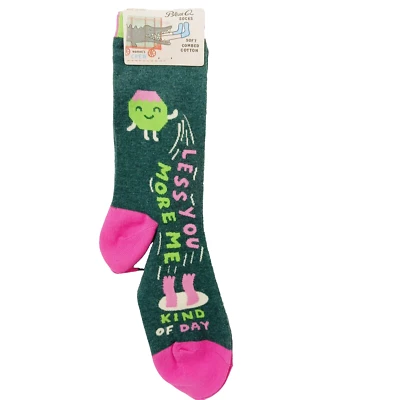 Calcetín Azul Q Crew Mujeres Niño Less You More Me Kind Day Autocentrado Divertido Nuevo con Etiquetas NUEVO Foto 1 de 4