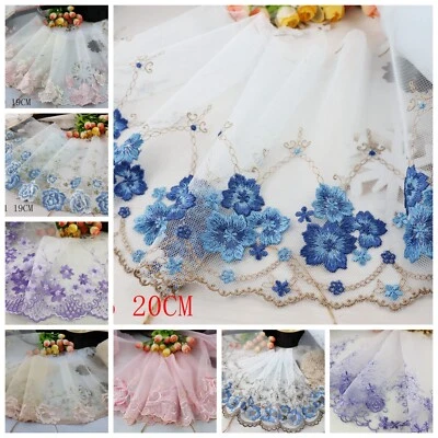 1 Yard Delicate  Embroidered Flower Tulle Lace trim Wedding/sewing/craft Lace B2 - Image 1 of 4