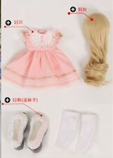 New Red Dress clothes wig Hair Shoes For 1/4 BJD Doll RL Holiday Momo A