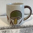 Vintage Pottery Mushroom Mug Cup Green Brown Stoneware Otagiri 70s Toadstool 