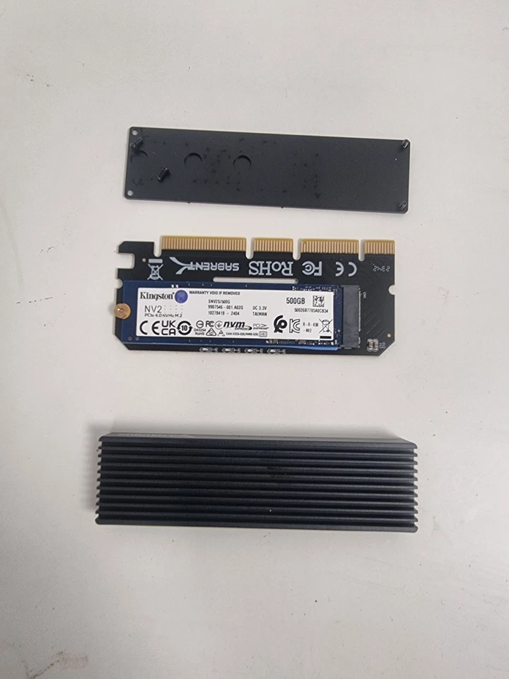 KINGSTON NV2 M.2 500GB Solid State Drive SSD & Sabrent M.2 SDD to PCIe Adapter - Image 1 of 3