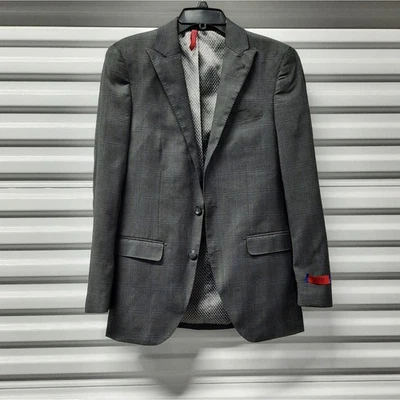 ZNT18 By Zanetti Blazer Sport Coat Mens 38R Gray Plaid Single Breasted Jacket - Image 1 of 4