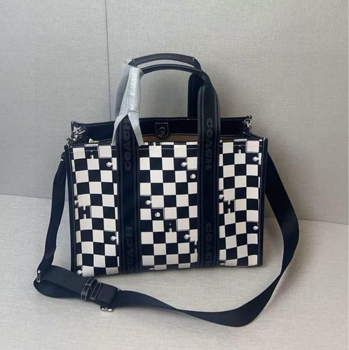 Coach Smith Tote Tote Stampa Scacchiera Nero Gesso CR101 Outlet NUOVO dal GIAPPONE