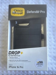 OtterBox  Defender Series Pro Hard Shell for iPhone 14 Pro - Black - Picture 1 of 4
