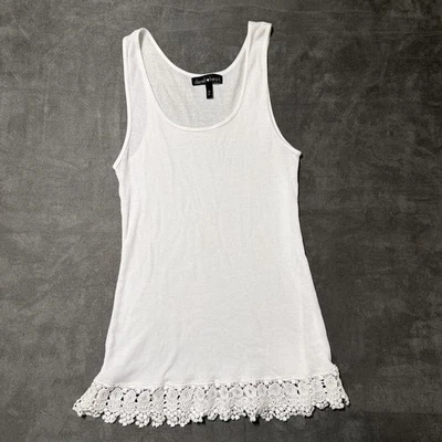 Derek Heart Layering White Tank With Lace Trim Size Large - Image 1 of 4