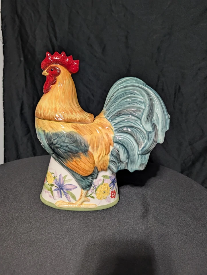 Tarro de galletas 3D de gallo floral internacional certificado por la artista Susan Winget. Foto 1 de 4