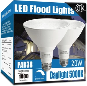 Par38 Led Flood Lights Outdoor Light Bulb 2 Pack,Dimmable 5000K Daylight 1800LM - Picture 1 of 25