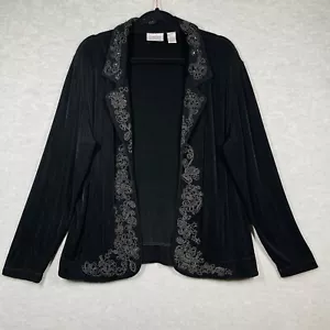 Vintage Chico's Travelers verzierte Strickjacke Jacke Größe 2 (US 12) Cocktail - Bild 1 von 13