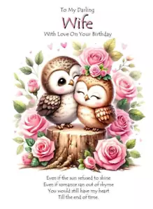 NUEVA Tarjeta A5 Feliz Cumpleaños A Mi Querida Esposa Mujer Con Amor - Imagen 1 de 3