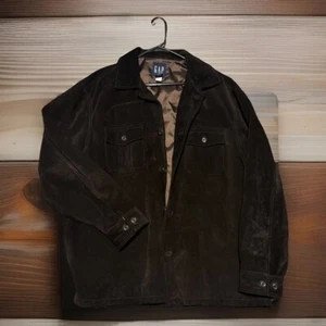 Giacca leggera camicia pelle scamosciata marrone Y2K GAP vintage anni 2000 XL - Foto 1 di 8