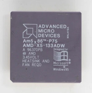 Socket 3 CPU Processor - AMD Am5x86-P75 - AMD-X5-133ADW - 133MHz - TESTED - Picture 1 of 2