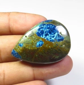 Cabujón azul azurita 36x25 mm pera pulida suave 58 quilates piedra preciosa natural AU-06 - Imagen 1 de 12