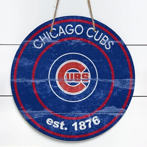 Chicago Cubs 10" Metal Indoor/Outdoor Round Sign (Vintage Look) - Picture 1 of 1