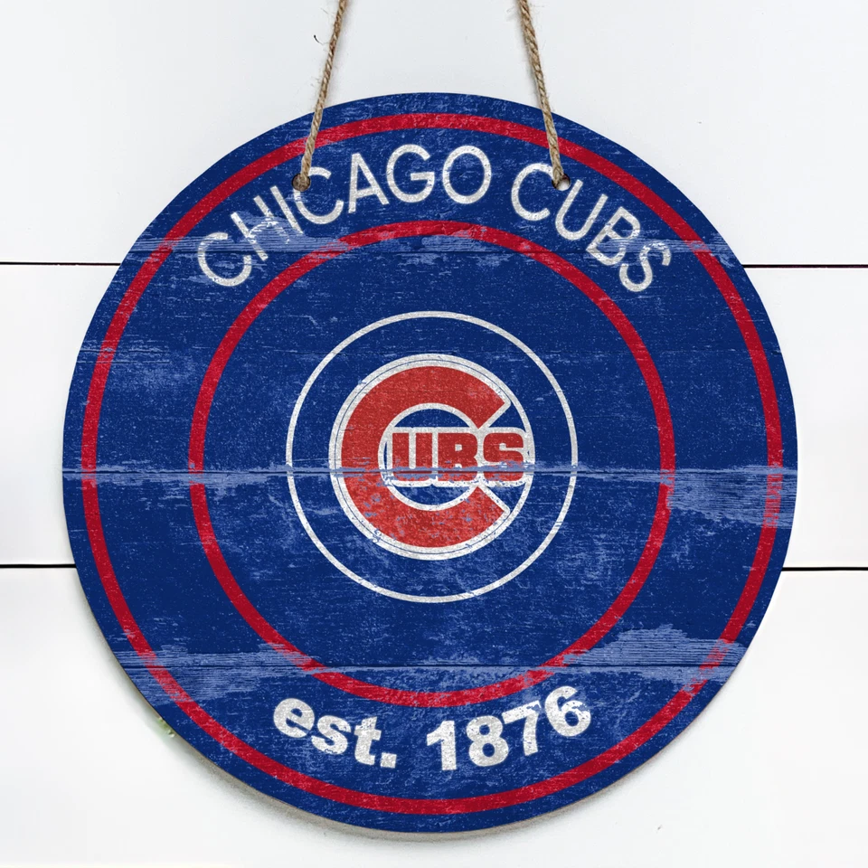 Letrero redondo de metal de 10" de los Chicago Cubs (aspecto vintage) Foto 1 de 1