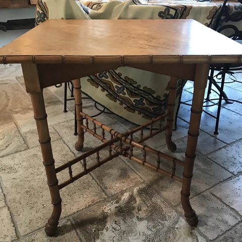 Antique Aesthetic Movement Faux Bamboo Handkerchief  Drop Leaf Table Cover