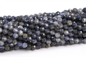 4 mm Original Natur Grau Lila Iolith Perlen Klasse A Facettiert Runde Lose Perlen - Bild 1 von 4
