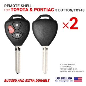 2X Remote Head Key Shell With Blade for Toyota Pontiac 3B TOY43 (Clip-on) - Picture 1 of 2