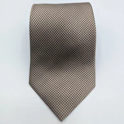 Corbata de seda de lujo a cuadros marrón claro Zilli clásica de 4" de ancho hecha en Italia  Foto 1 de 4