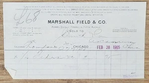 1905 Billhead Chicago Illinois Marshall Field Company Ohio J Smith Company - Picture 1 of 1