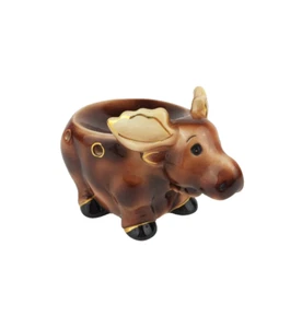 Rare Vintage Brown Moose Animal Glaze Ceramic Tea Light Wax Candle Warmer - Picture 1 of 6