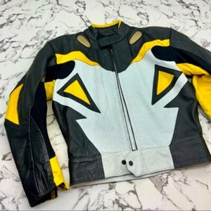Chaqueta de moto para hombre negra | amarilla | blanca 100 % cuero genuino - Imagen 1 de 6