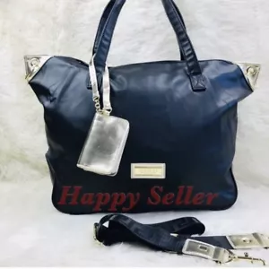 Versace Tote Bag Holdall Weekender Black Metallic Gold Large Handbag RARE NEW - Picture 1 of 8
