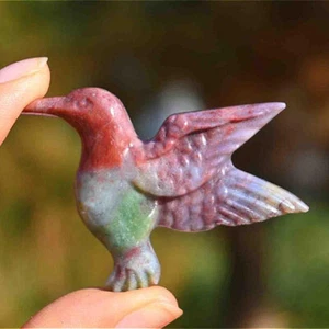 1.6'' Ocean jasper hummingbird Natural Reiki crystal skull carved Heal gift 1pc - Picture 1 of 10
