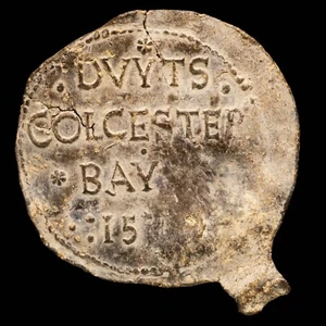 Sello de plomo de la comunidad holandesa de Colchester, 1571 - 52 mm / 15.08 gr - Bild 1 von 3