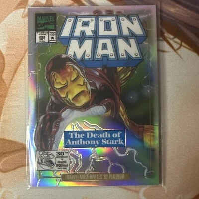 2024 1992 Marvel Masterpieces Platinum Iron Man RAINBOW VARIANT PARALLEL 38-V - Image 1 of 2
