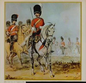 Scots Greys 1884 Dragoon Guards Military Print VINTAGE 12.25" x 12.25" Royal - Picture 1 of 1