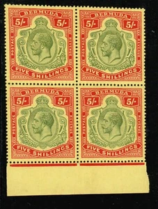 Bermuda George V SG53 5/- block of four MNH condition - Picture 1 of 2