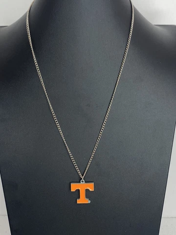 NCAA Tennessee Volunteers Orange Necklace Silver tone chain 22" Cover