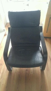 Stuhl, Ikea POÄNG Sessel, schwarz, echt Leder - Bild 1 von 3