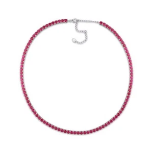 Round Cut Lab Created Ruby Tennis Necklace in 925 Sterling Silver – Gift for Her - Picture 1 of 5