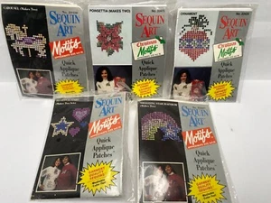 Lot Of 5 Vintage Sequin Appliques Beads NOS Multicolor Holiday Carousel Star HC - Picture 1 of 11