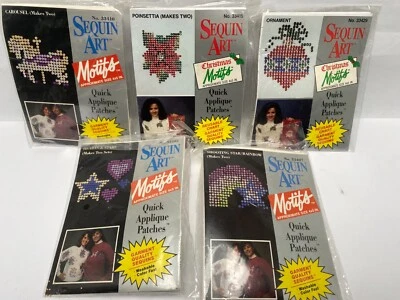 Lote de 5 contas apliques de lantejoulas vintage NOS multicoloridas carrossel de férias estrela HC - Imagem 1 de 4