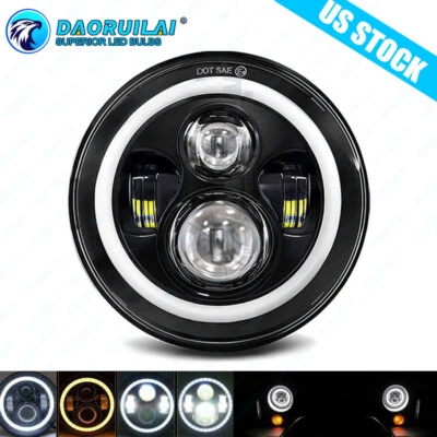 Proyector de haz alto bajo faro LED de 7 pulgadas DOT para Harley-Davidson Fat Boy FLSTF Foto 1 de 4