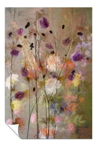 Purple, White & Yellow Painterly Flowers Artistic Poster Wall Art Home Decor - Picture 1 of 4