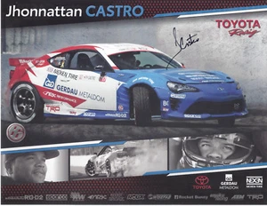 Jhonnattan Castro 2018 firmado fórmula ""Toyota Racing"" folleto de deriva/postal - Imagen 1 de 1