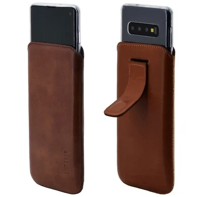 Suncase Pelle Custodia IN Mocca Braun + Silicone per Samsung Galaxy S10e - Immagine 1 di 4